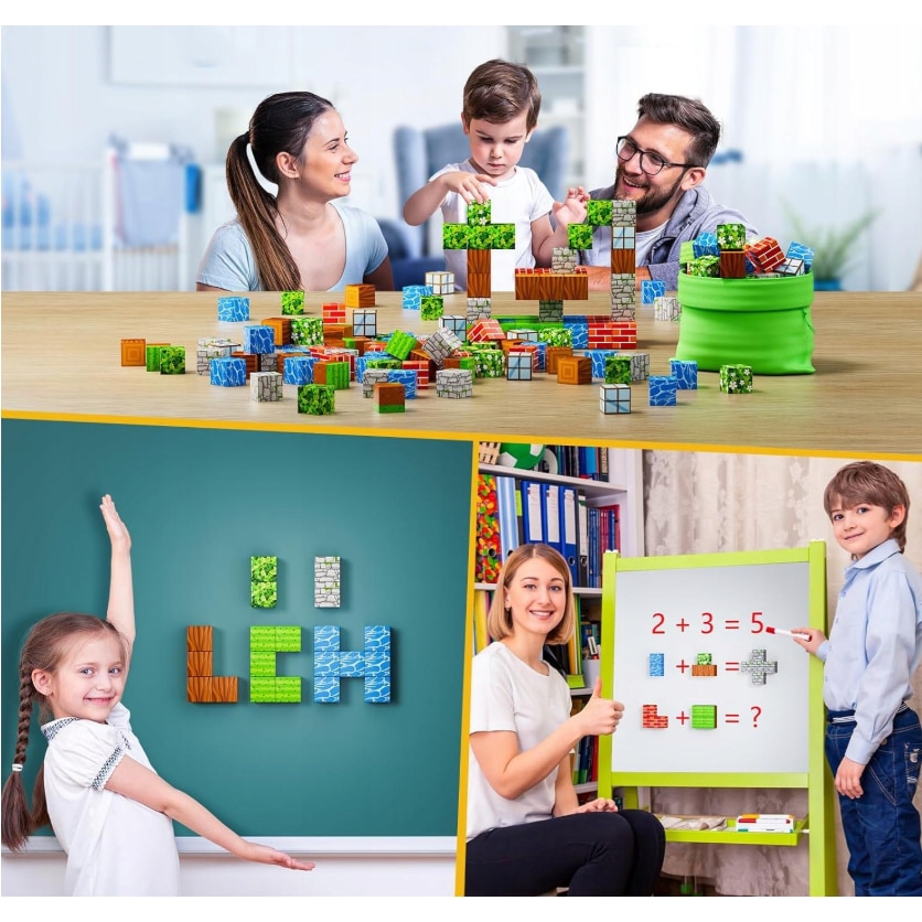 Set 140 de cuburi magnetice Mine Craft