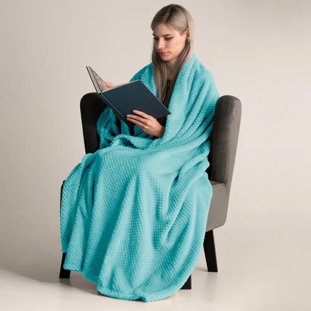 Patura super pufoasa Baycal Jo-jo, 200 x 230 cm, Albastru Bleu