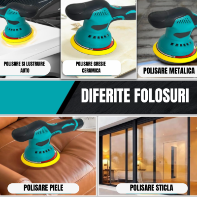 Aparat Polish Auto Profesional cu 2 Acumulatori 48V, 8 Viteze