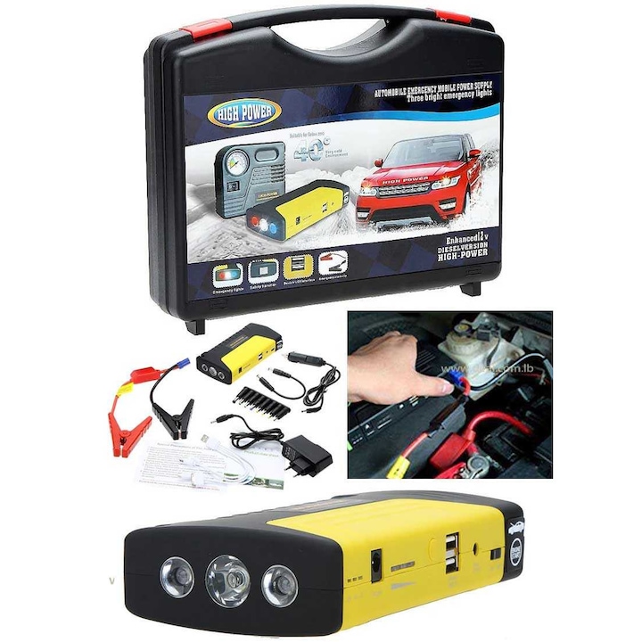 Kit baterie pentru pornirea masinii si incarcarea telefonului, 16800 mAh