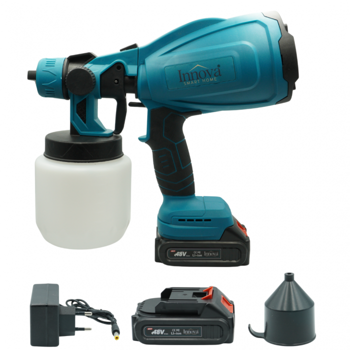 Pistol de vopsit, 2 Acumulatori 48V, 800 ml