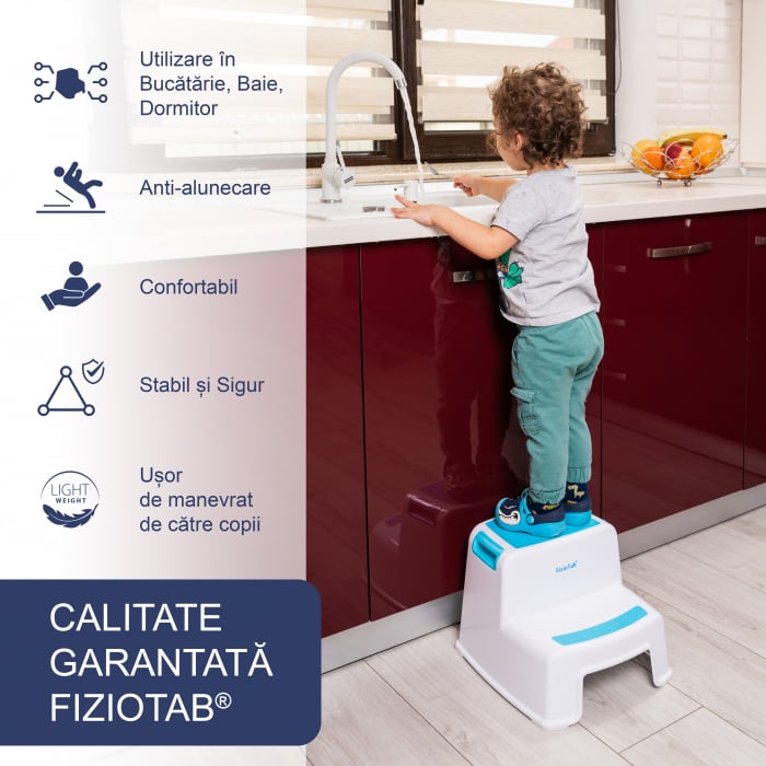 Scaunel inaltator WC pentru copii, Two Step Stoll Alb/Albastru
