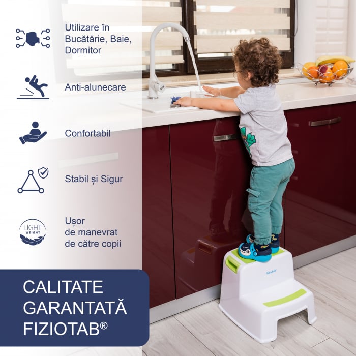 Scaunel inaltator WC pentru copii, Two Step Stoll Alb/Verde