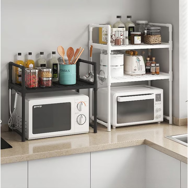 Raft cuptor cu microunde, negru, 49x48x32 cm