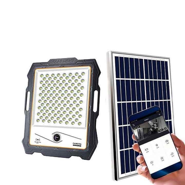 Proiector 200 W cu panou solar si camera de supraveghere