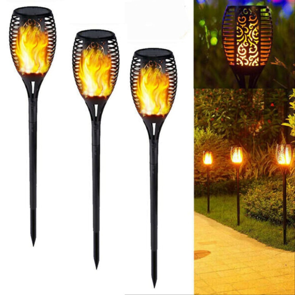 Set 6 x Lampa solara tip torta cu efect flacara, 50 cm