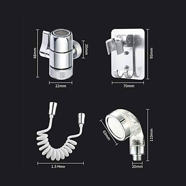 Extensie dus pentru robinet, cap dus si furtun flexibil 150 cm