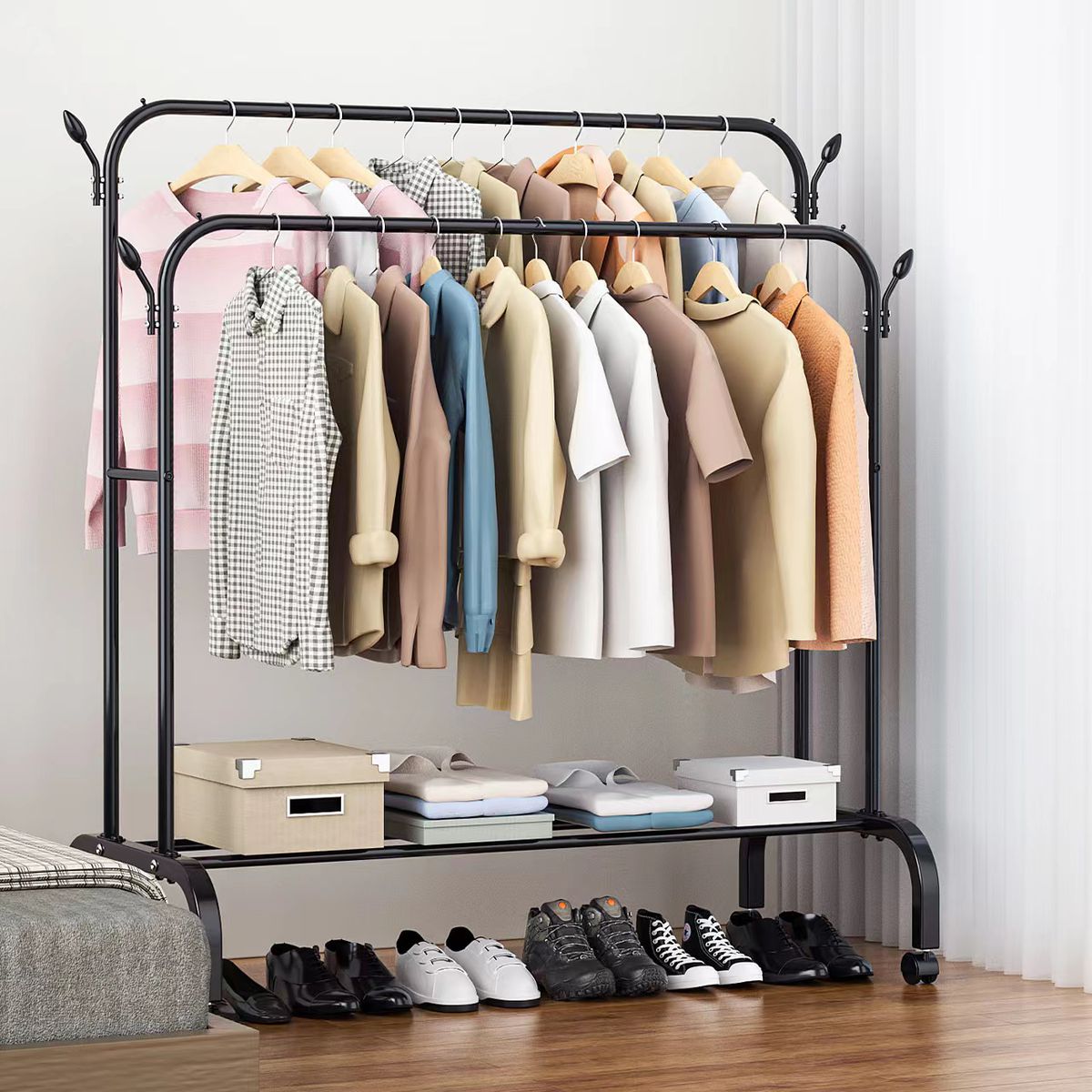 Organizator mobil dublu pentru haine