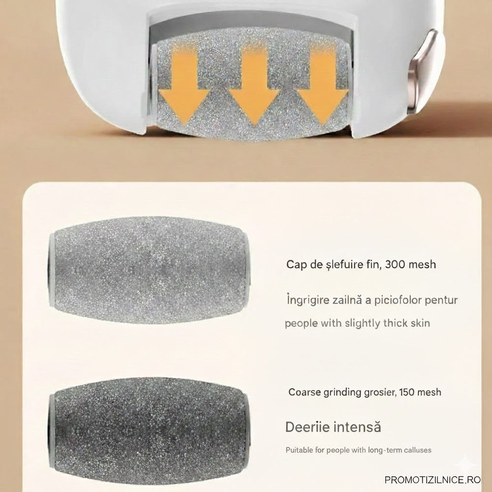 Pila electrica reincarcabila pentru calcaie, 2 viteze, rezistenta la apa