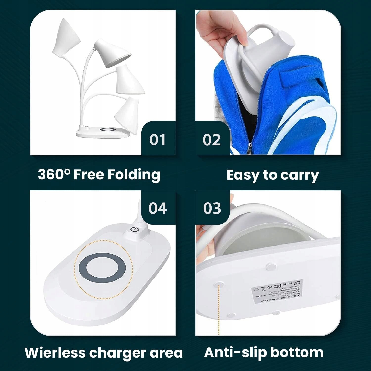 Lampa LED de birou, incarcare wireless