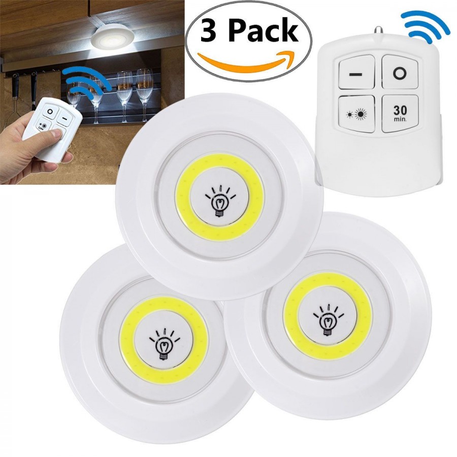 Set 3 lampi LED 3W COB cu telecomanda