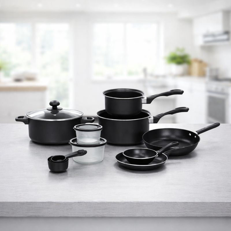 Set 22 de piese antiaderente – oale, tigai si ustensile pentru bucatarie