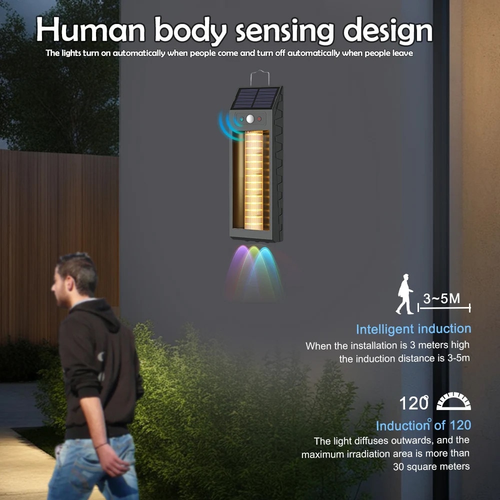 Set 2 x Lampa solara cu senzor de miscare, 18W, 1200 LM