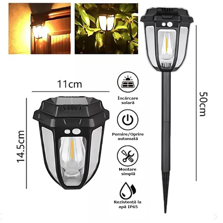 Lampa solara cu senzor miscare, IP65, 1200LM