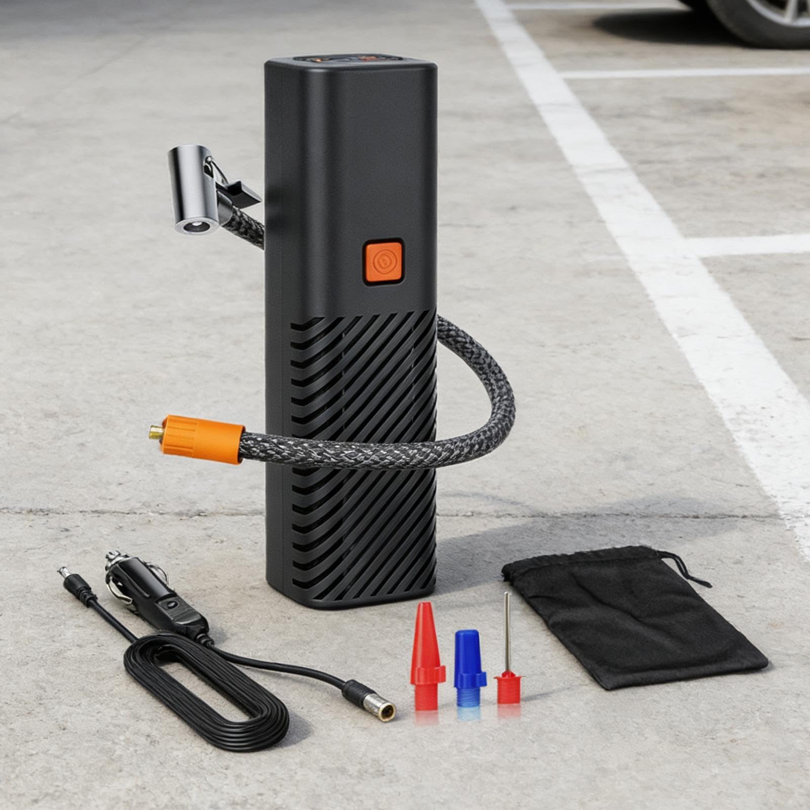 Compresor auto portabil 12V, manometru, negru