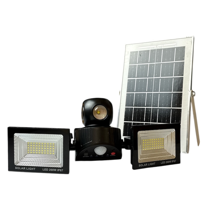 Proiector solar LED dublu 200 W cu Senzor de miscare, telecomanda