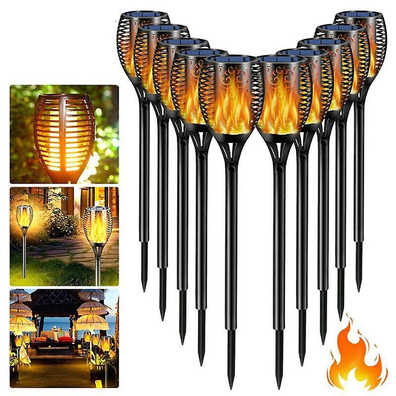 Set 10 x Lampa solara tip torta cu efect flacara, 50 cm