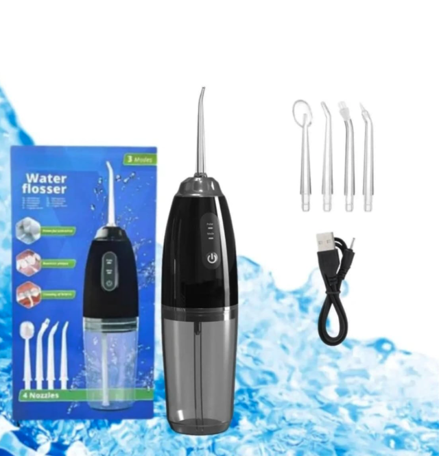 Irigator dentar cu 4 capete portabil, USB, negru