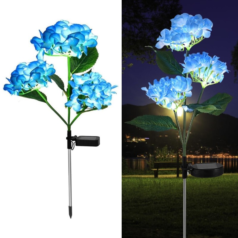 Set 2 x Lampa solara Hortensie 70 cm, lumina calda