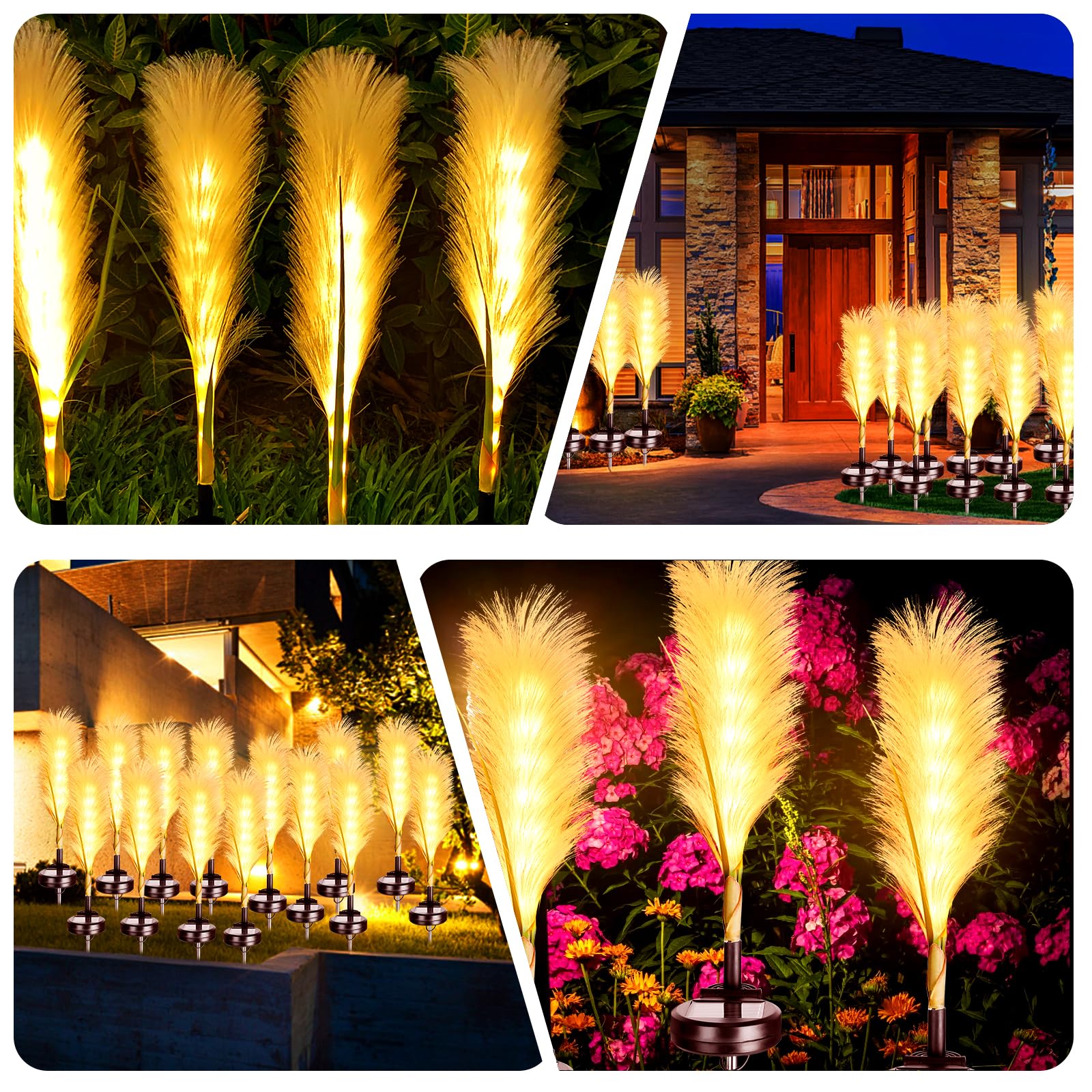 Set 2 x Lampa solara 70 cm, Pampas, lumina calda, IP66