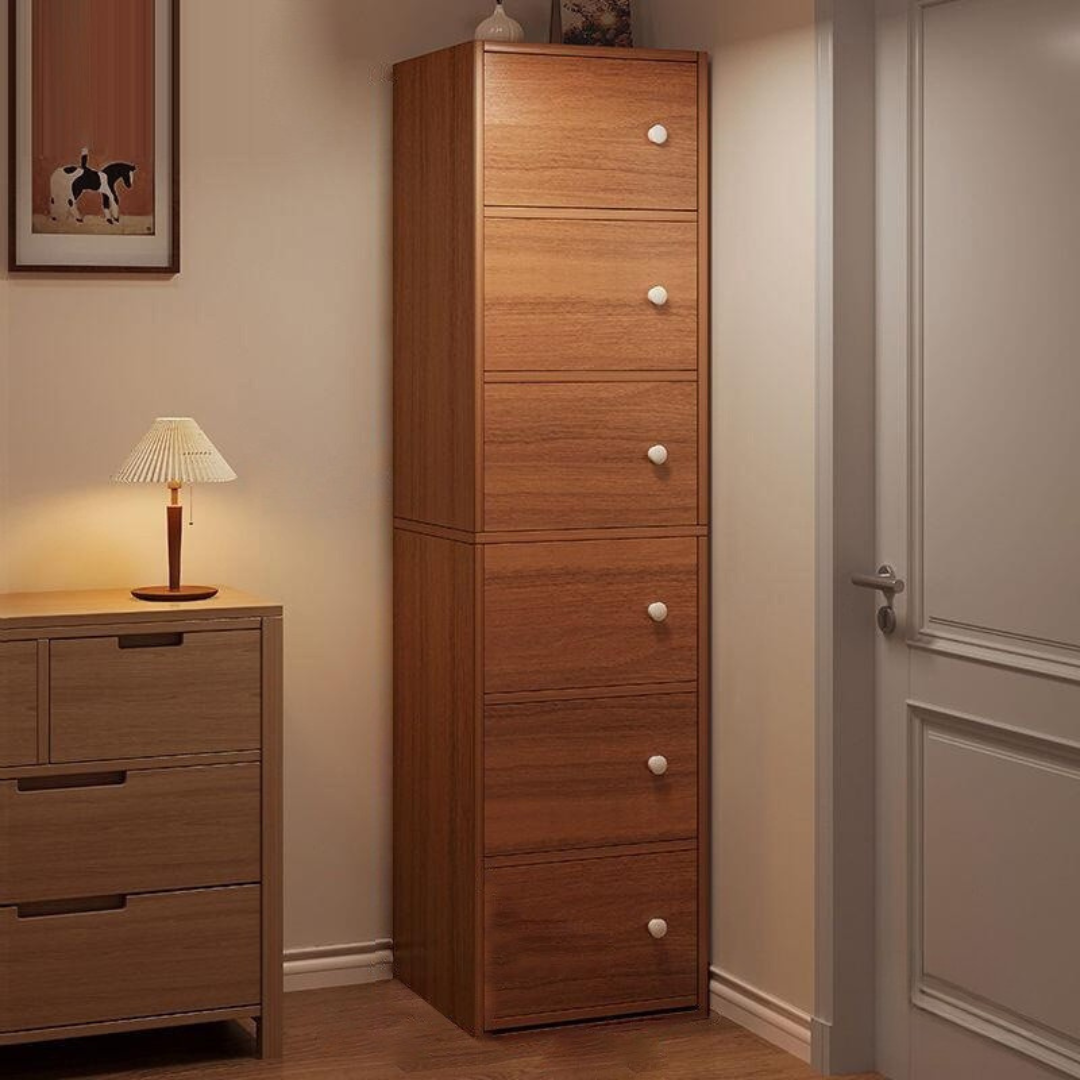 Dulap din lemn cu 6 usi, 40 x 30 x 152 cm, Maro