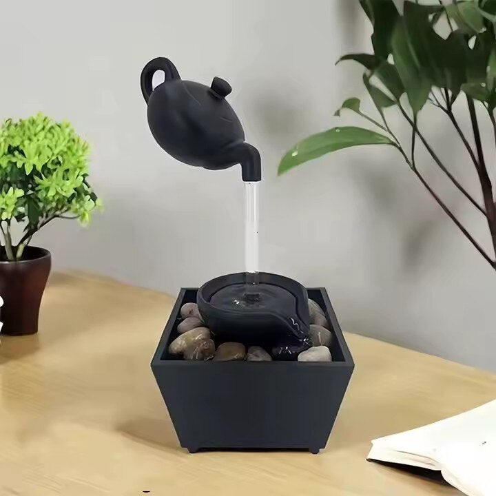 Fantana decorativa cu ceainic plutitor si LED