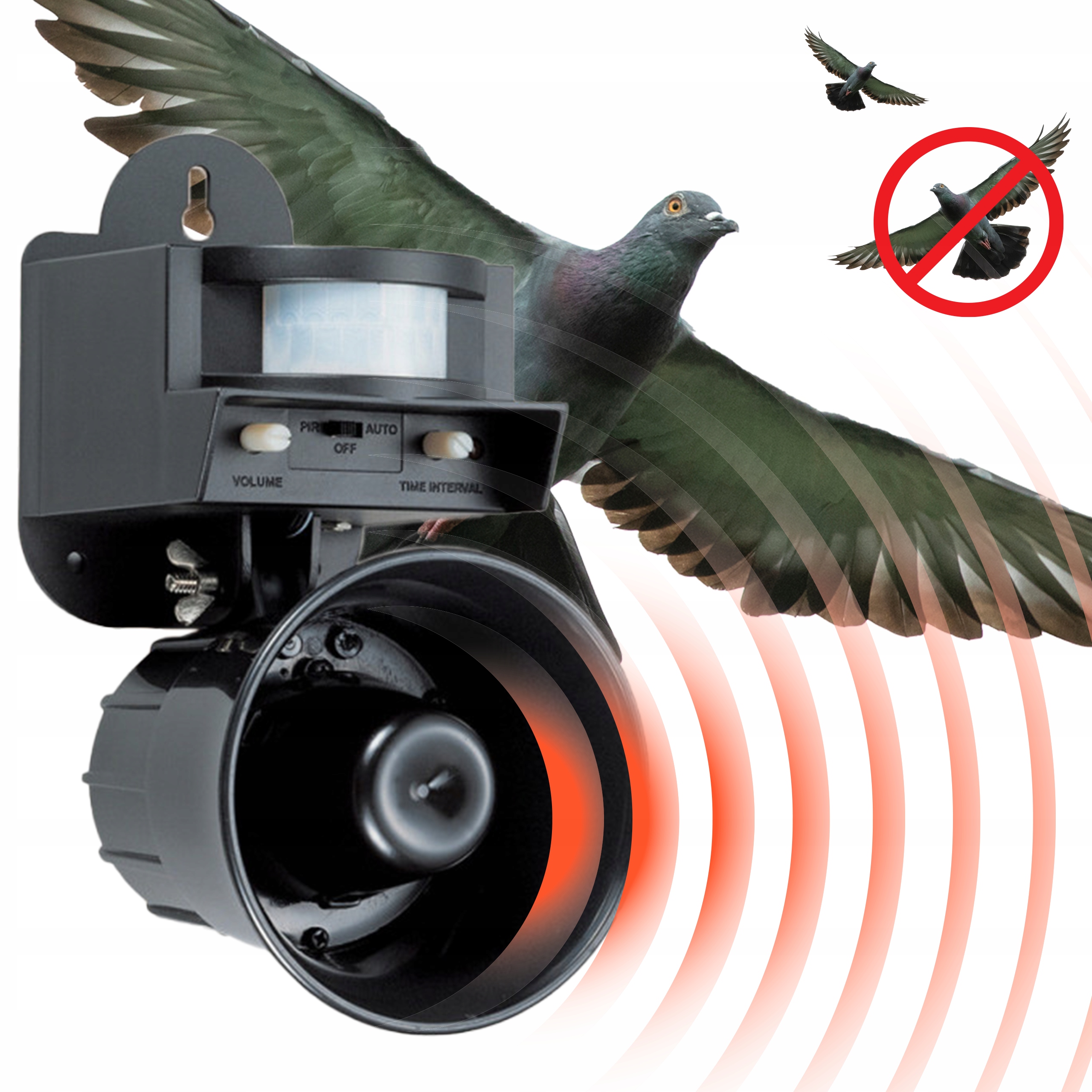 Dispozitiv solar impotriva pasarilor cu detector PIR