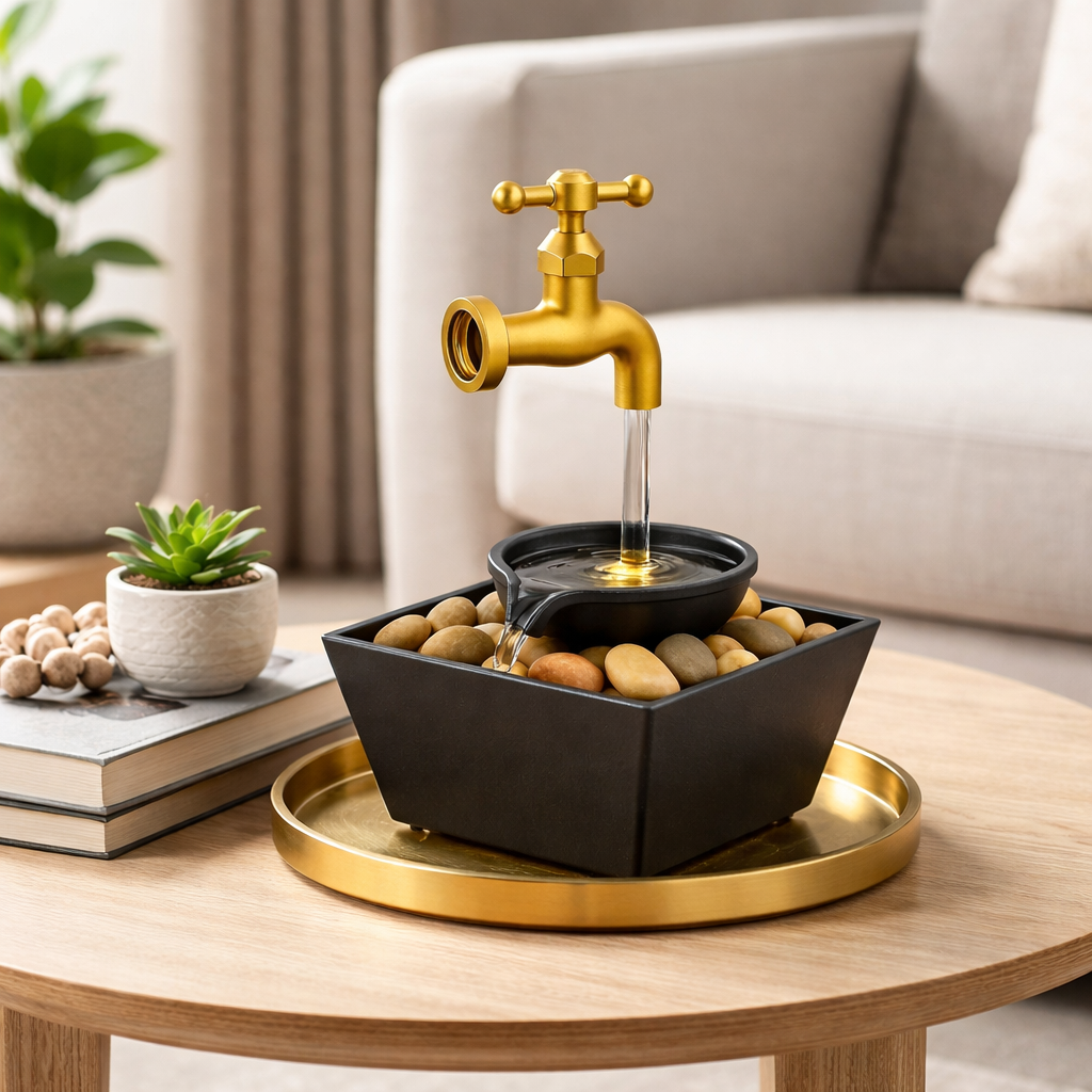 Fantana decorativa cu robinet plutitor si LED