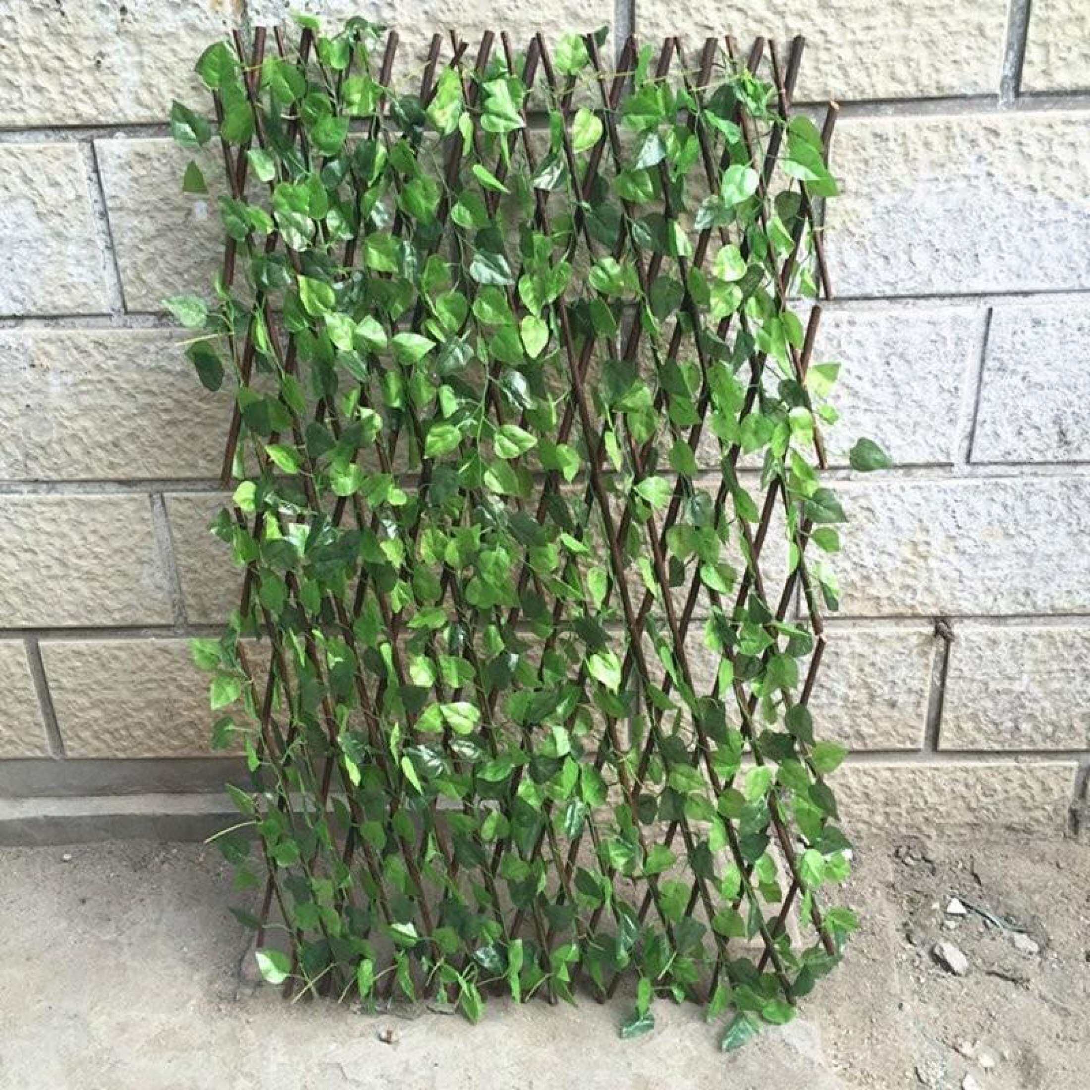 Pergola din lemn cu frunze, panou decorativ, 100 x 300 cm