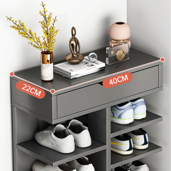 Pantofar cu 7 rafturi, 40 x 22 x 111 cm, Gri