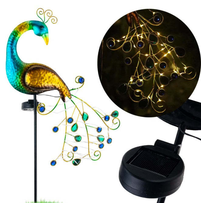 Lampa solara model Paun, LED alb cald