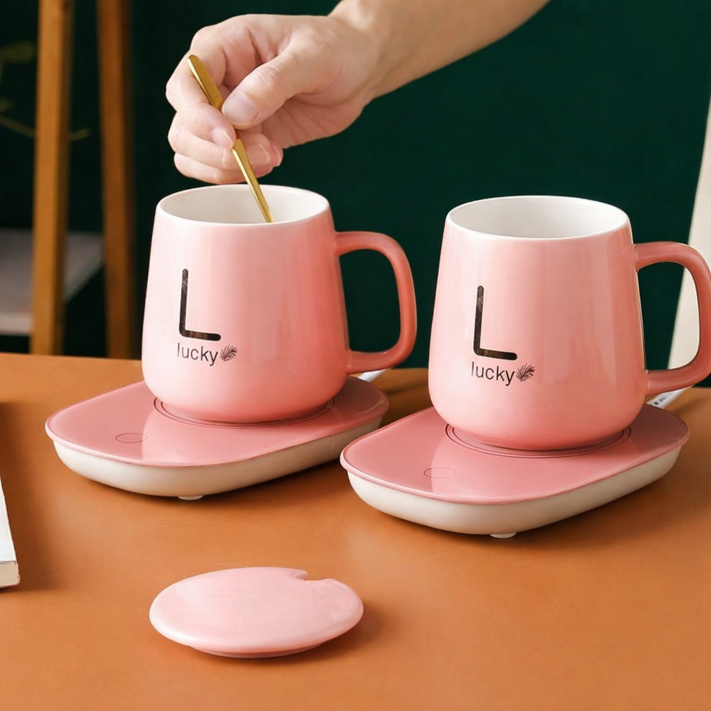 Oferta 1+1, Cana 350 ml, suport termic, Roz