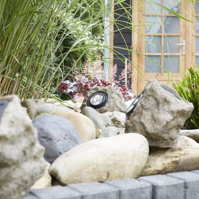 Set 2 x lampa solara cu aspect de piatra