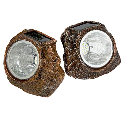 Set 2 x lampa solara cu aspect de piatra