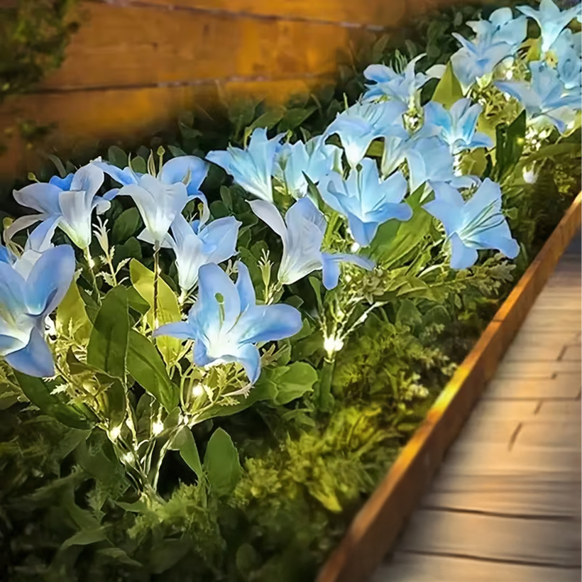 Set 2 x lampa solara 70 cm, 6 crini albastri