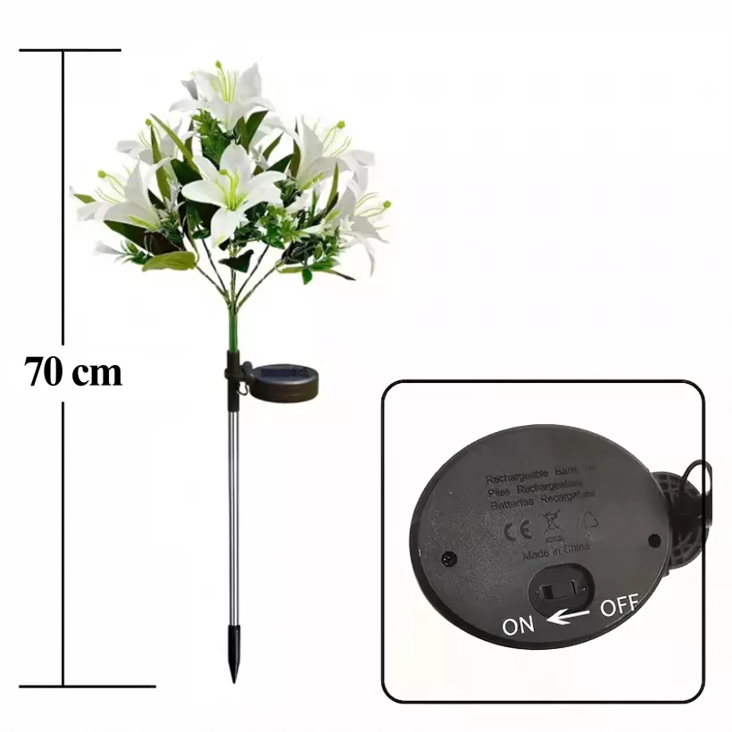 Set 2 x lampa solara 70 cm, 6 crini albi