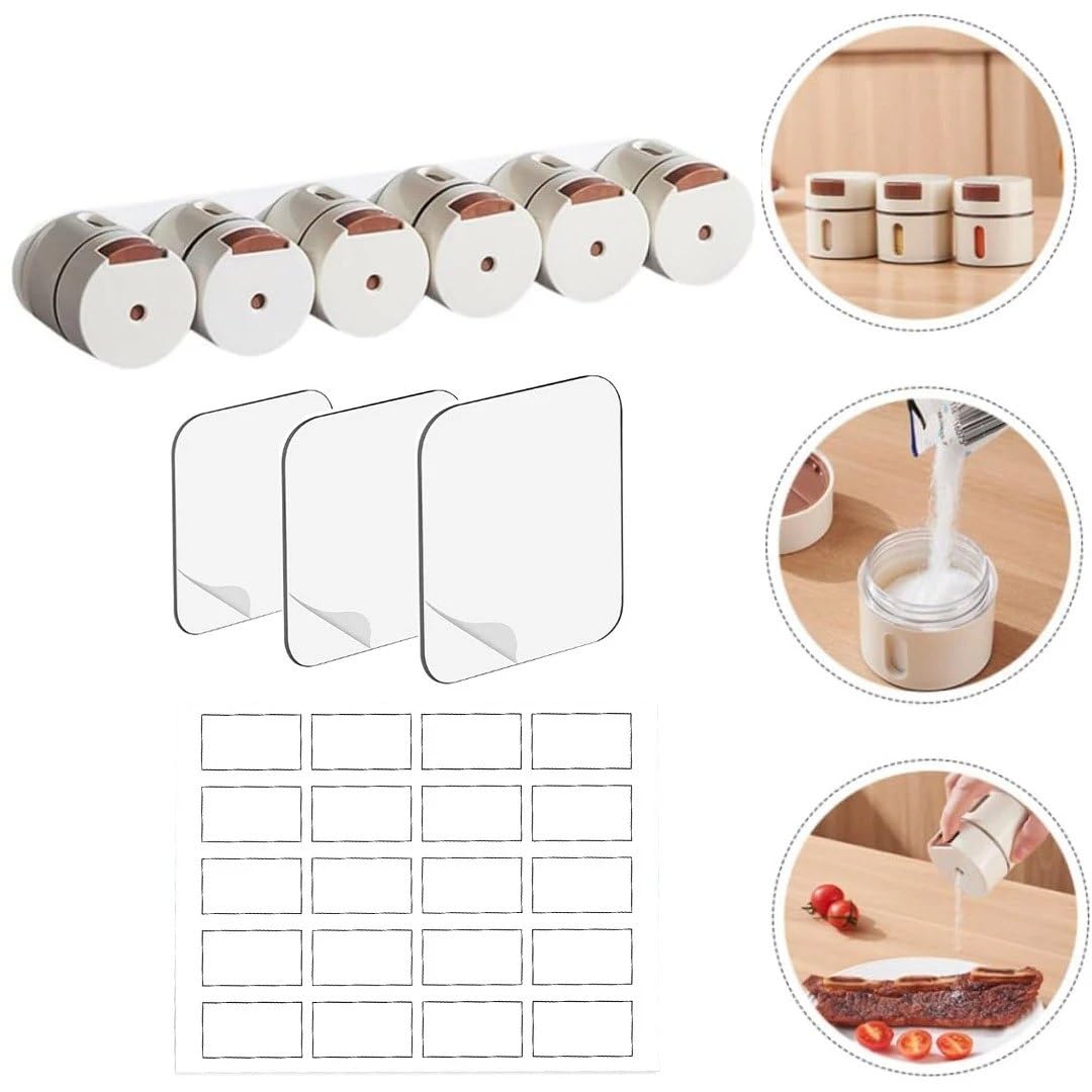 Set 4 recipiente pentru condimente, suport de perete, prindere magnetica