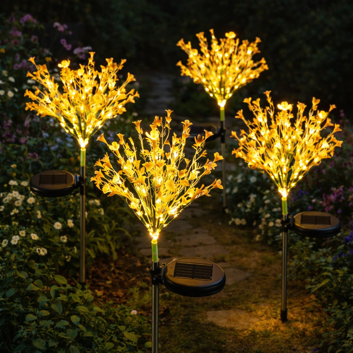 Set 2 x Lampa solara LED - flori de rapita