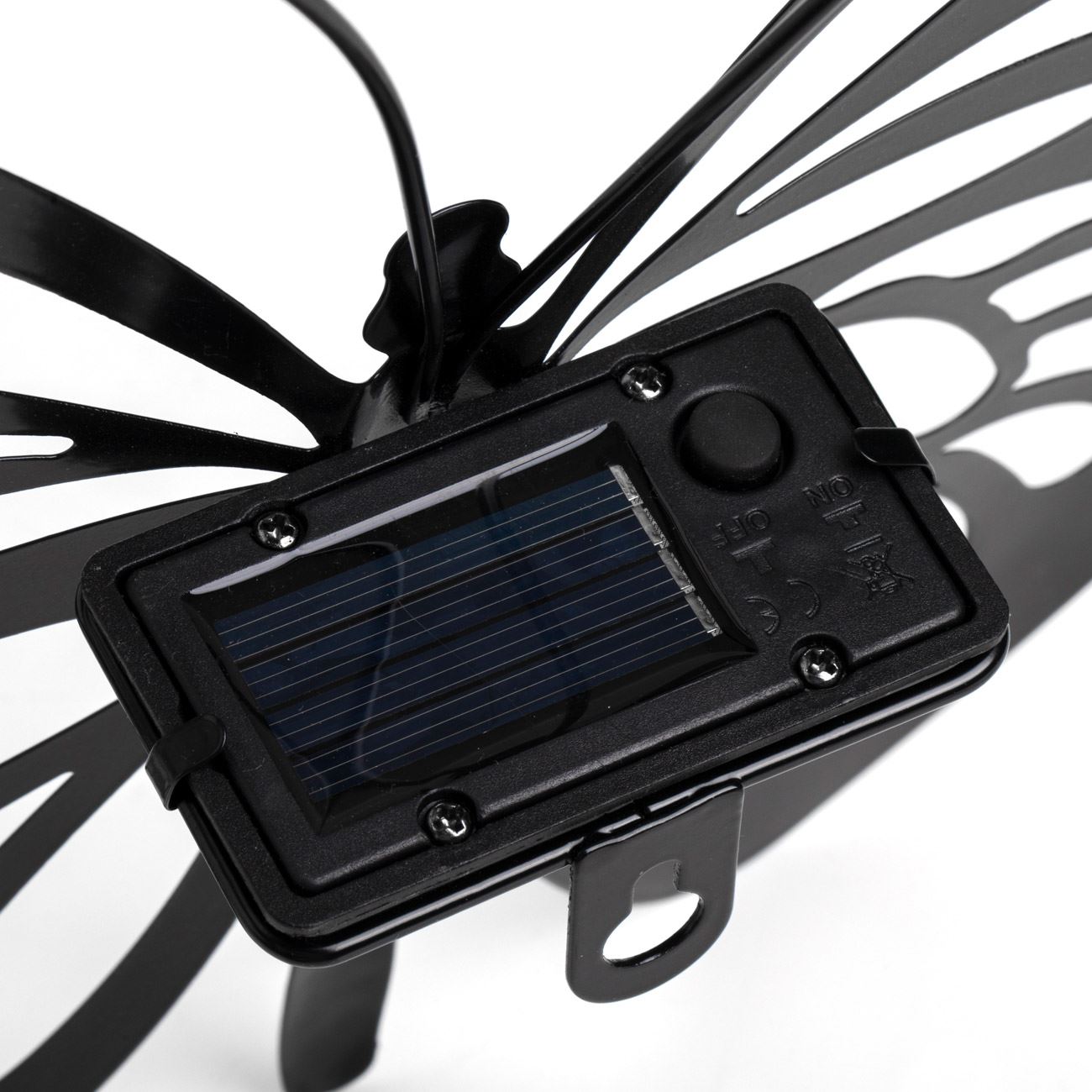 Decoratiune solara metalica, forma de fluture 34x26 cm, Negru