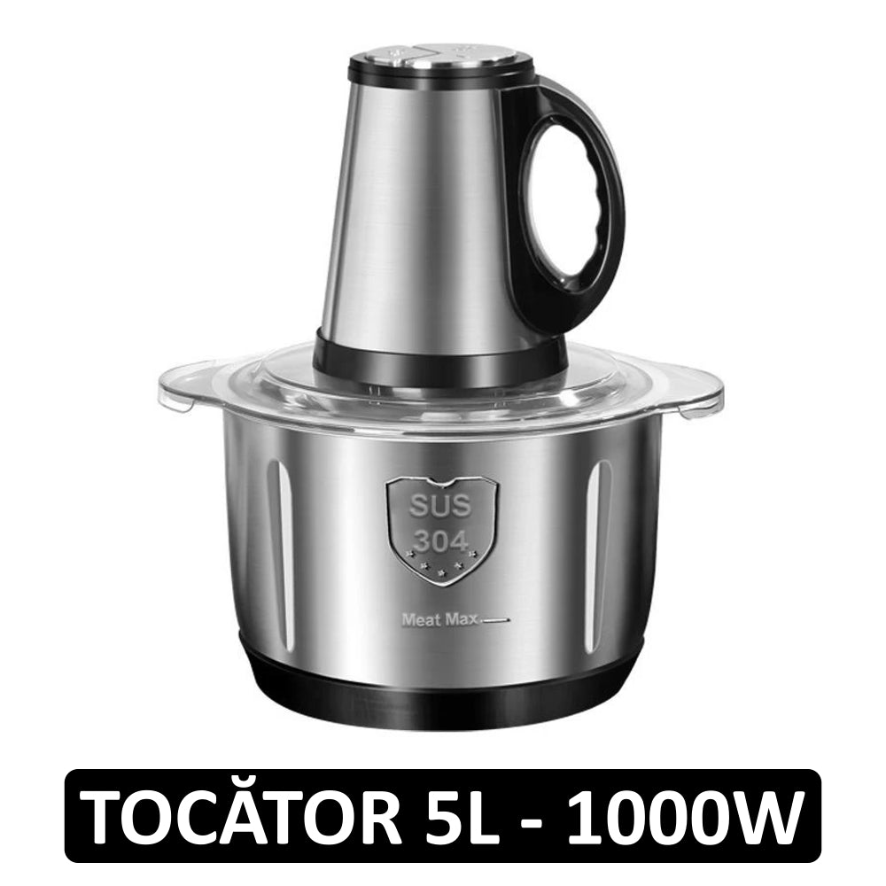 Masina de tocat electrica, 5 Litri, Inox, 500 W, 5 lame