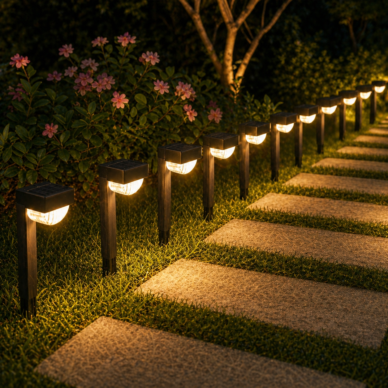 Set 12 lampi solare, lumina alb cald