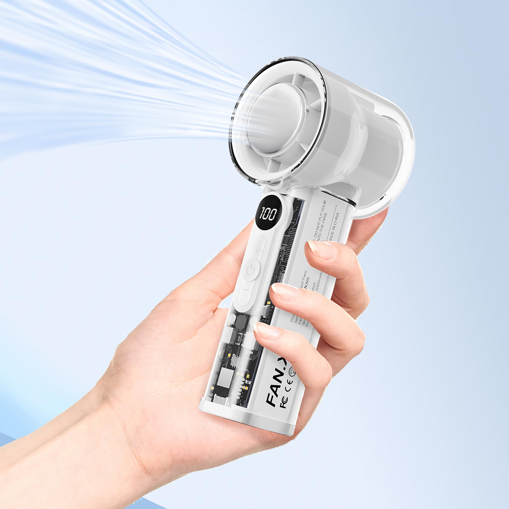 Ventilator 3000 mAh cu mini turbina ajustabila, design transparent