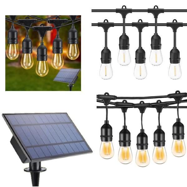 Ghirlanda solara 30 becuri x E27, 30 metri, becuri incluse