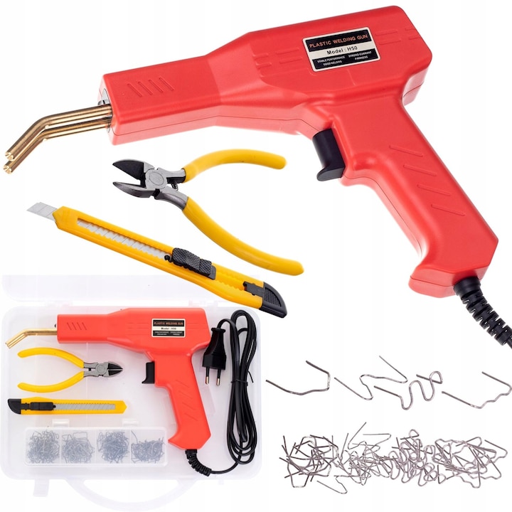 Set pistol pentru lipit, 4 tipuri de cleme, polipropilena, 50 W