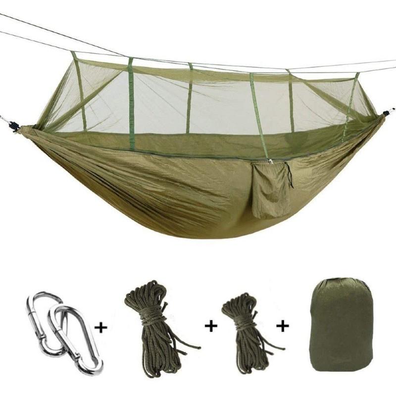 Hamac cu plasa antiinsecte, 140x260 cm, Verde Kaki