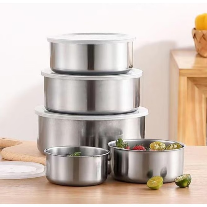 Set 10 caserole metalice cu capace din plastic