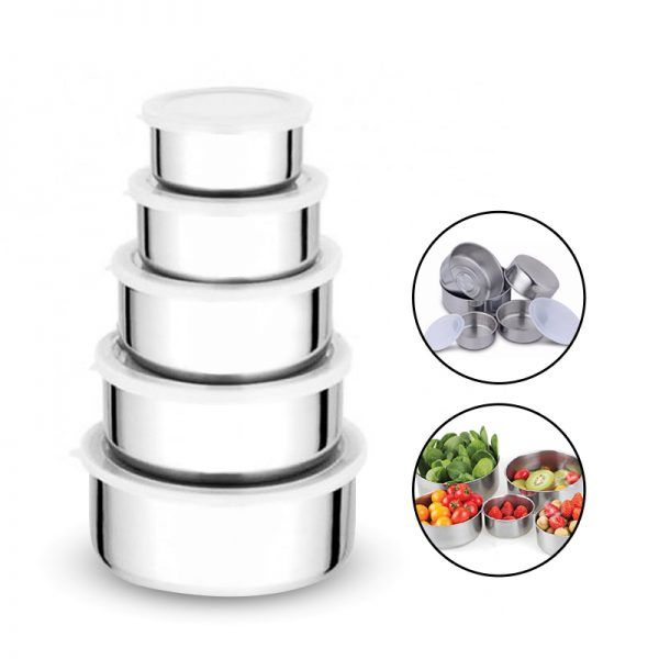 Set 15 caserole metalice cu capace din plastic