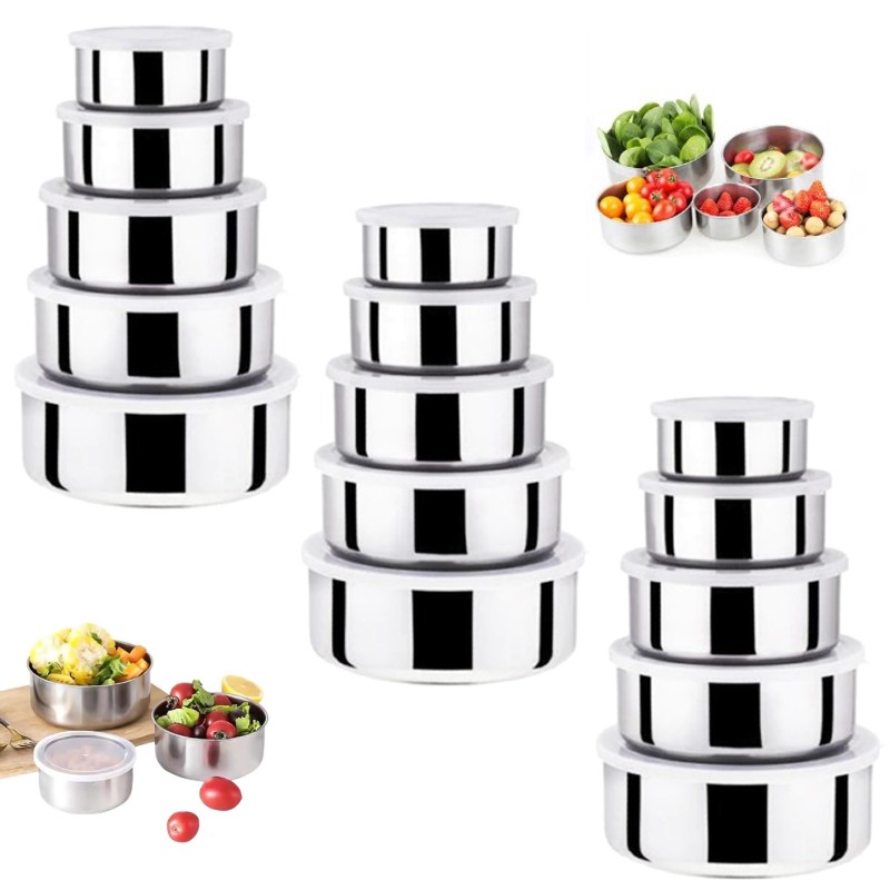 Set 15 caserole metalice cu capace din plastic
