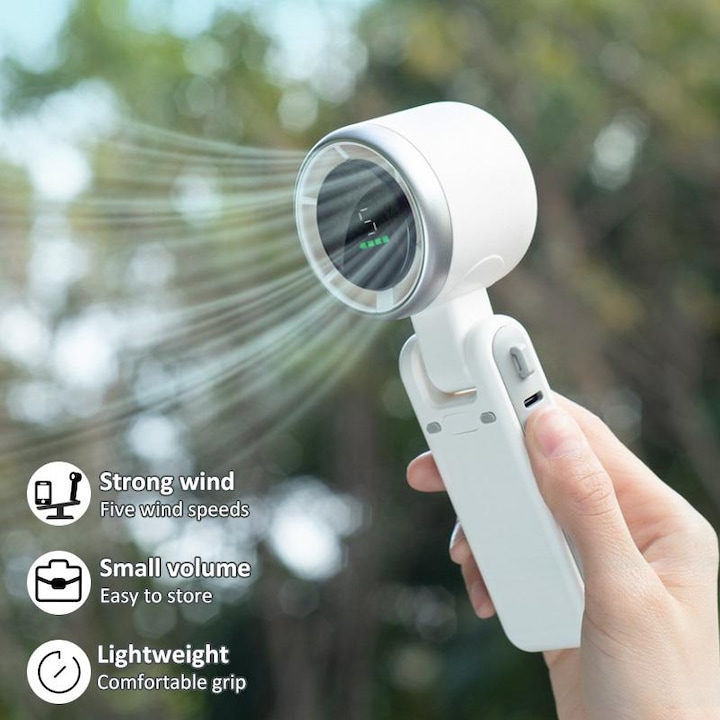 Ventilator portabil cu 5 viteze, 3600 mAh, 8 ore de racire