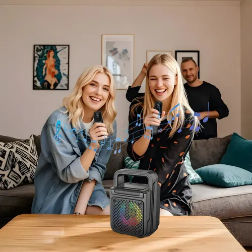 Boxa Bluetooth, 2 microfoane, Radio FM, Difuzor 8 W